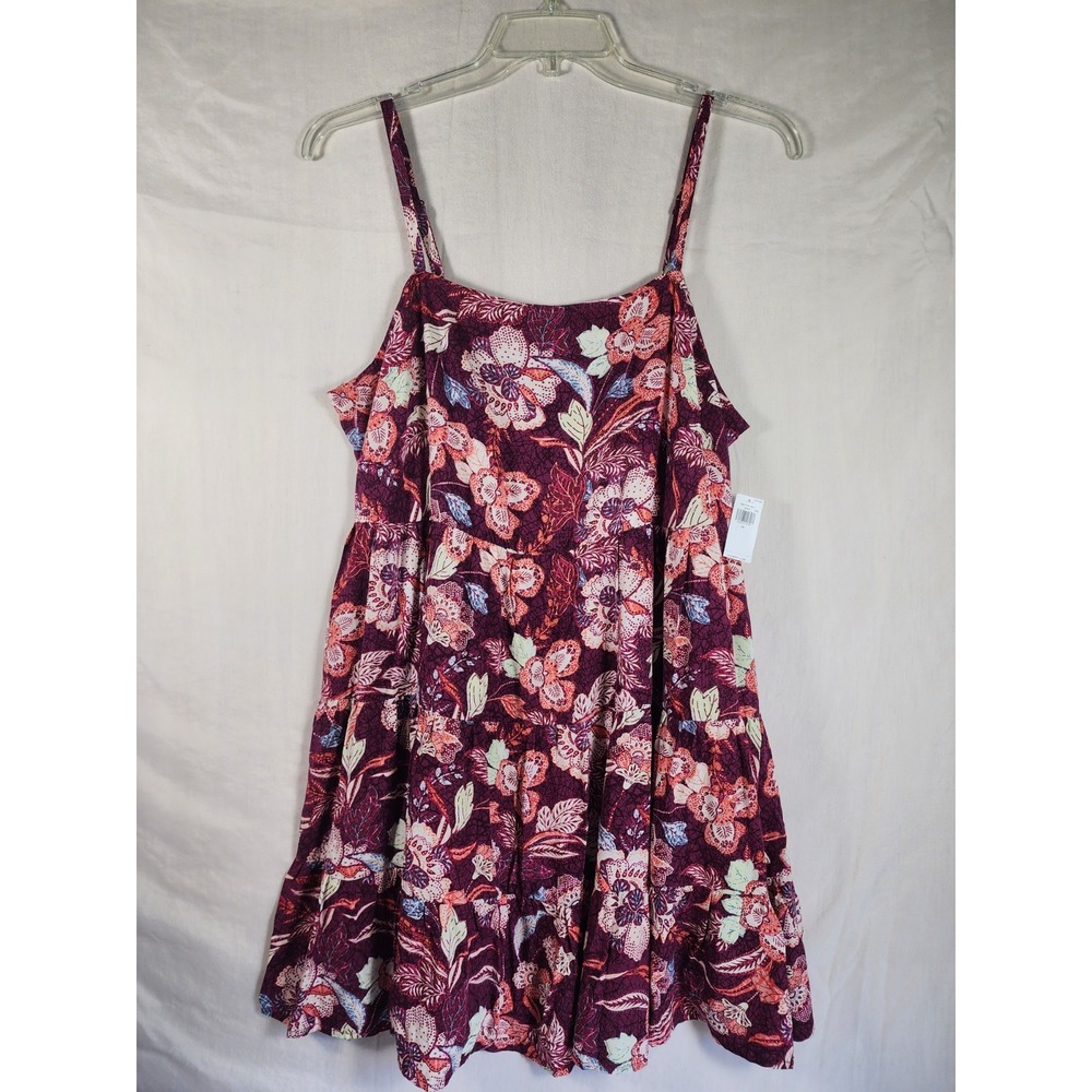 Old Navy NWT Womens Dress XL Purple Burgundy Floral Tiered Boho Cottagecore